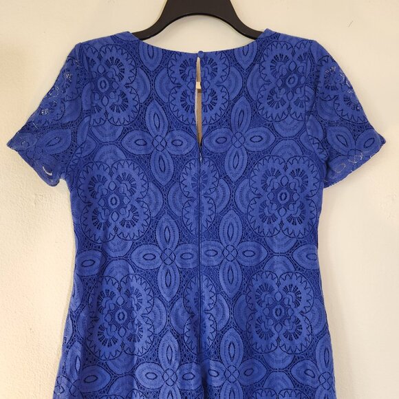 kensie, Cornflower Blue Keyhole SS Lined Lace Dress Size 6 NWOT - Picture 7 of 14